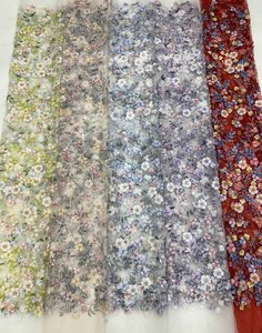 Tissu à paillettes violet clair en vente chaude, tissu brodé à sequins, tissu en tulle 3D, dentelle florale pour robe <span class=keywords><strong>de</strong></span> soirée - Product Image 3