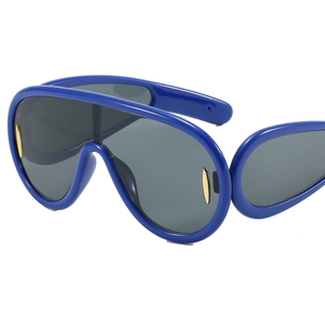 Y2K <strong>Sunglasses</strong> Fashionable Retro Trendy Blue/Black/White PC Luxury One Piece Lens Oversized Shield <strong>Personalised</strong> Top <strong>Sunglasses</strong> - Product Image 5