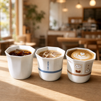 Vente en gros de tasses à latte en céramique octogonales de 280 ml, mugs à café en vrac pour la maison, le café, l'hôtel, le restaurant, le bureau, les voyages, les amateurs de thé