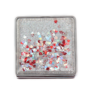 Espejo Compacto Cuadrado con Purpurina Flotante en Forma de Corazón, Polvo Brillante, Espejo de Maquillaje Plegable de Doble Cara con Cristal HD, Venta al por Mayor - Product Image 6