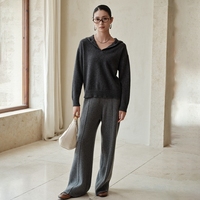 Neuer Kaschmir Damen V-Ausschnitt Pullover Maßgefertigter Woll-Kaschmir Kapuzenpullover Damen Pullover Kaschmir Strickpullover