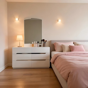 Modern Glossy <b>White</b> Wooden Dresser Space-Saving <b>Storage</b> <b>Cabinet</b> for Bedroom or Kitchen for Hotel Use - Product Image 5