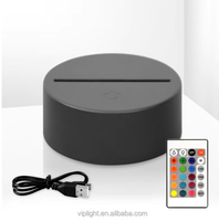 Bases de lampe LED RGB à télécommande noires ou blanches pour lampe de nuit LED 3D en acrylique, base tactile pour lampe de nuit LED 3D noire