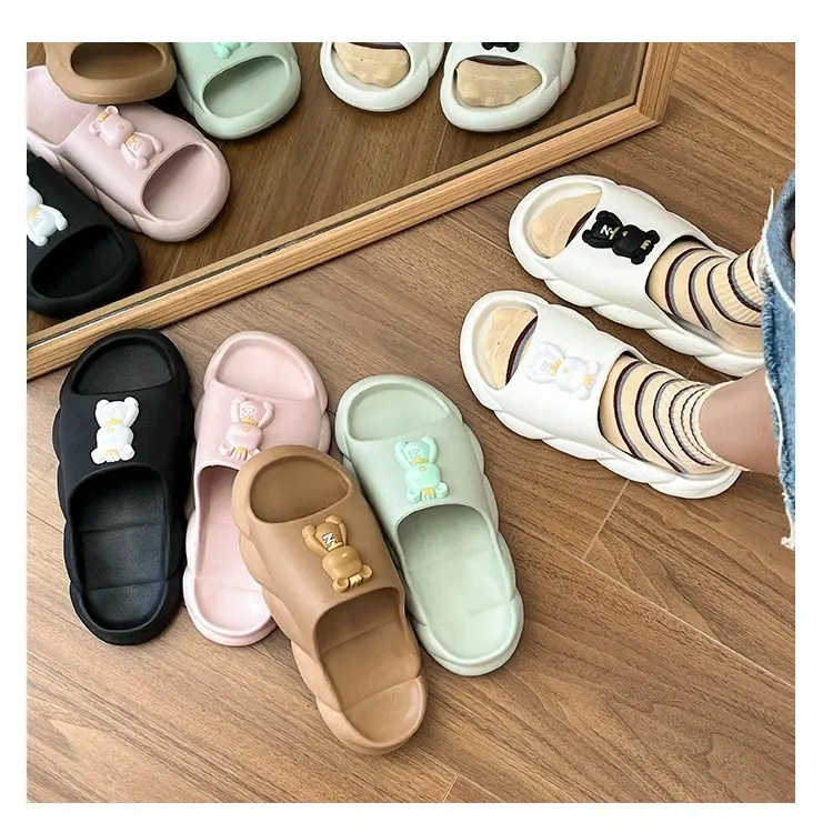 Trendy PVC bear Design Hot Style High Quality Sandals Ladies Pvc Footwear Slides Women Home Slippers