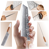 Grandsharp 7 Inch 67 Lagen Nakiri Mes Keuken Japanse Aus10 Core Damascus Staal Nakiri Messen Gestabiliseerd Hout & Hars Handvat