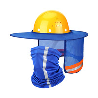 Maille haute visibilité plein bord Hardhat pare-soleil visage écharpe bouclier dur chapeau pare-soleil pour la Protection du cou en plein air