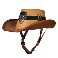 Casque de moto rétro style cowboy occidental en ABS, casque vintage demi-face pour cruiser, scooter, motard, hommes et femmes, personnalisation possible
