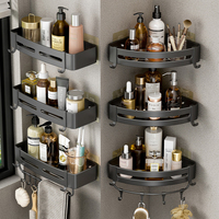 Panier de douche adhésif d'angle Étagère à ventouse Organisateur Panier Étagère Suspendue Antirouille Caddy de douche