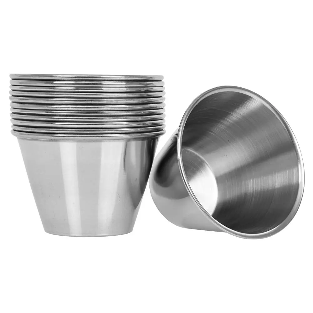 2021 Hot 4 Unzen Edelstahl Sauce Cups, runde Gewürz Auflauf förmchen, handels übliche sichere Portion Dip Sauce Cups Küchen werkzeug