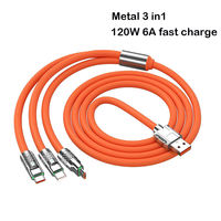 Câble de charge rapide portable 120W USB-A vers C 1M 3-en-1 pour transfert de données pour téléphone portable