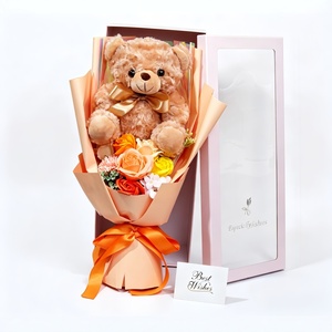 Oso de Peluche Grande con Ramo de Rosas de Jabón, Regalo para el Día de San Valentín, Simulación de Dibujos Animados, Hecho a Mano, Caja de Regalo Grande - Product Image 3
