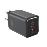 Pengisi Daya Cepat USB C 120W 2C1A Colokan EU Adaptor Daya untuk Laptop Tablet Ponsel Penggunaan Kantor