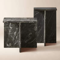 Table basse de salon Cammy Stone en marbre noir, style moderne de luxe, table d'appoint multifonctionnelle, mobilier de maison