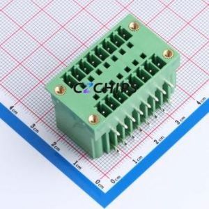 DB2ERHM-3.5-2*8P-GN Plug-in Terminal Block Bent Lead Through Hole,P=3.5mm Board-to-Board / Socket Closed Screw Fixing 2x8P 3.5mm - Product Image 1