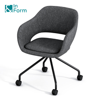 Fauteuil 4 étoiles polyvalent rembourré en mousse moulée ergonomique Accoudoir design Salon Bureau Chaise de loisirs avec roulettes