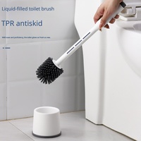 Brosse de toilette en silicone avec support, poils flexibles, nettoyage en profondeur sans angle mort, séchage rapide, ensemble de nettoyage pour toilettes de salle de bain