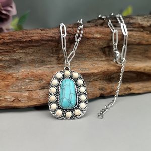 Collana con ciondolo blu-verde, gioielli retrò da donna, regali - Product Image 4