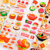Autocollants 3D en relief, autocollants décoratifs en PVC imperméables, autocollants de dessin animé, autocollants en mousse à bulles pour la cuisine, les aliments, les desserts, les hamburgers