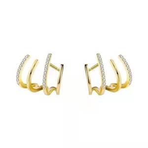 Wholesale High Quality <strong>Earrings</strong> High Grade Feeling Trendy Retro Silver Needle Diamond Four <strong>Claw</strong> Ear Cuff <strong>Earrings</strong> - Product Image 6