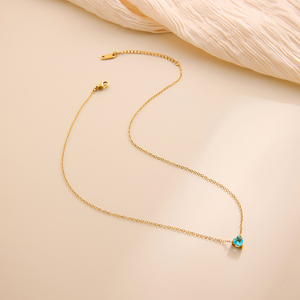 Dainty Heart Birthstone <b>Necklace</b> | 18K PVD Gold Plated Stainless Steel CZ Pendants | Waterproof, Hypoallergenic & Tarnish Free - Product Image 4