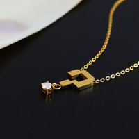Collar de Moda con Colgante de Acero Inoxidable 316L Chapado en Oro de 18K, Signo de Interrogación con Zirconia, para Mujer
