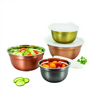 Vente en gros Plateau de service en métal de couleur cuivre et doré avec couvercle à gradins Ensembles de vaisselle avec couvercle - Product Image 1