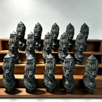 Vente en gros de tours de shungite en cristal naturel sculpté, motif dragon chinois, pour la décoration et la guérison à domicile