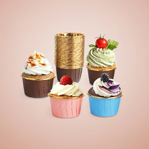 <span class=keywords><strong>Mini</strong></span> gobelets de cuisson, 50 pièces, en <span class=keywords><strong>papier</strong></span> aluminium, doublures de Cupcake jetables, <span class=keywords><strong>moule</strong></span> à Cupcake - Product Image 3