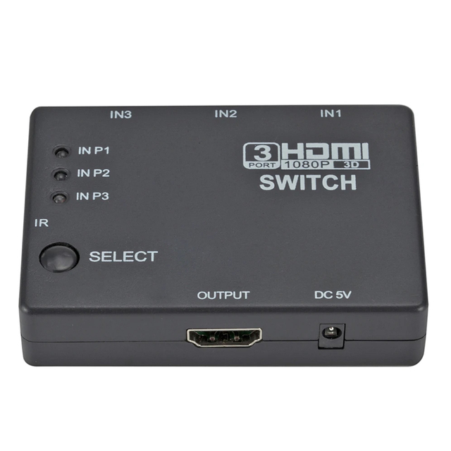 High Quality HDMI Switcher 3 in 1 Out 3 Ports Hub Box Auto Switch 1080p HD 1.4 With Remote for HDTV XBOX360 DVD Projector