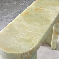 Design moderne Prix de gros Élégante table console ovale en onyx vert cristal pour la maison Hôtel Villa Cuisine Bar