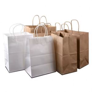Bolsas de Papel Kraft Biodegradables de Grado Alimenticio, Hechas con Materiales Reciclados, con Asa Larga y Impresión Flexográfica - Product Image 1