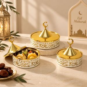 Eid Mubarak Candy Metal Tray Ramadan Gift Container Dates <b>Sweets</b> Storage Box Islamic <b>Party</b> Decoration - Product Image 1