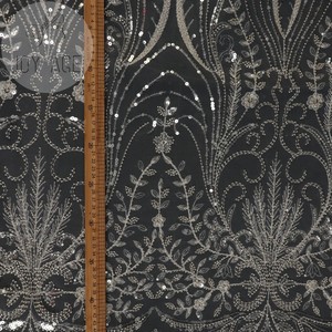 Bridal Wedding Sang Trọng Sequin Thêu Trắng Couture Net Ren Dresses Vải Với Hạt Thiết Bị Tua - Product Image 6