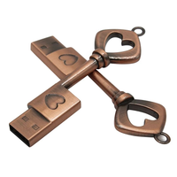 Clé USB 2.0 portable en métal vintage en forme de clé, 8 Go et 128 Go, conservation des données pendant 10 ans, garantie 1 an, nouveau cadeau de mariage