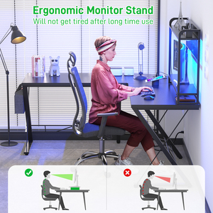 Chất Lượng Cao Có Thể Đảo Ngược L-Hình Đèn LED Bàn Chơi Game MDF <span class=keywords><strong>Hutch</strong></span> Bằng Gỗ Cho Nhà Văn Phòng Và Chơi Game Bảng - Product Image 5