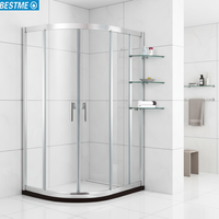 Cabine de douche rétractable personnalisée, porte de douche ronde coulissante, cabines de douche de salle de bain, portes de douche en verre, salles de douche polies