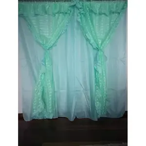 Rideau ajouré à double feuille, 2 m de haut x 2,50 m de large, motif feuillage, polyester, décoration intérieure - Product Image 3