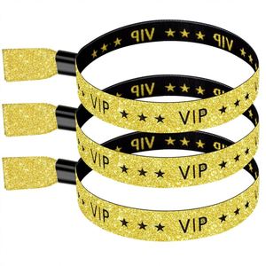 Pulseras de Tela Tejida con Hilo Dorado - Bandas de Identificación Ecológicas de Un Solo Uso para Eventos - Product Image 3