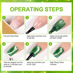 BOZLIN Spring Series Emerald Cateye <span class=keywords><strong>UV</strong></span> Gel Polish TPO HEMA Free Cat Eye Gel Vernis À Ongles Personnalisé Votre Marque Magnétique Gel Polish - Product Image 4
