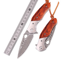 Meilleurs couteaux de chasse pliants en acier Damas, couteau de poche pliant à manche en bois, couteau de survie EDC ultra-affûté pour équipement de bushcraft en extérieur