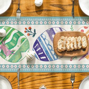 Cute Small <strong>Table</strong> Runners <strong>Easter</strong> <strong>Table</strong> Runner Rabbit Printed Linen Tablecloths for <strong>Cloth</strong> <strong>Tables</strong> - Product Image 5