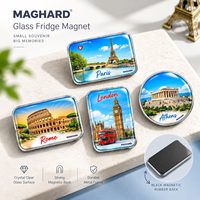 Aimant de réfrigérateur touristique avec motifs de lieux emblématiques de la ville, idéal pour les magasins de souvenirs, les commerces de détail et les musées, avec un design de scènes de Paris, Rome, Londres, Athènes