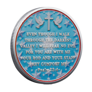 Koin Suvenir Peringatan Kepercayaan Takut Religius Besi Berlapis Emas Cetak Timbul Kerajinan Hadiah Kustom Pencetakan UV 3D - Product Image 6