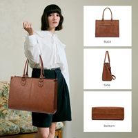 Sac fourre-tout élégant en cuir vintage pour ordinateur portable – Le cadeau idéal pour les femmes professionnelles – Sacoche de bureau chic à porter à l'épaule