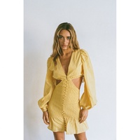 Nuevo Diseño, Vestido Largo de Alta Calidad, Ecológico, Personalizado, con Corte Floral en Tela de Color Natural, Cintura Alta, 100% Algodón, Cuello en V