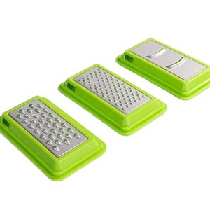 <b>Multifunctional</b> <b>Vegetable</b> <b>Cutter</b> Green 3-In-1 Stainless Steel Blade Kitchen Slicer For Carrot Potato Cucumber Onion - Product Image 5