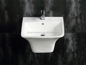 Lavabo Sospeso da Bagno Monoblocco Quadrato in Porcellana - Product Image 3