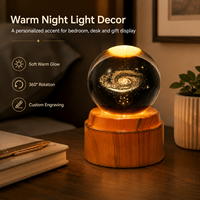 Boule de cristal gravée au laser 3D rotative automatique personnalisée avec base LED chaude, cadeau personnalisé, décoration