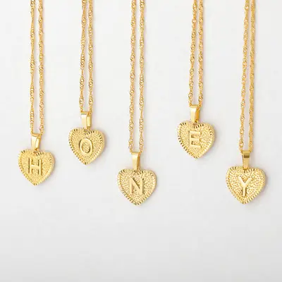 New Necklace Capital English Letters Female Male Stainless Steel Chain Gold Plated Clavicle Chain Copper Pendant Jewelry