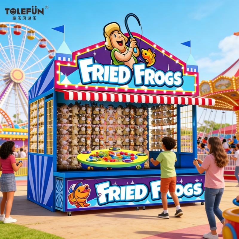 Tolefun CE Luxury Outdoor Kids Fried Frogs Classic Interactive Skill Carnival Games Metal Material Direct Sale for Funfair